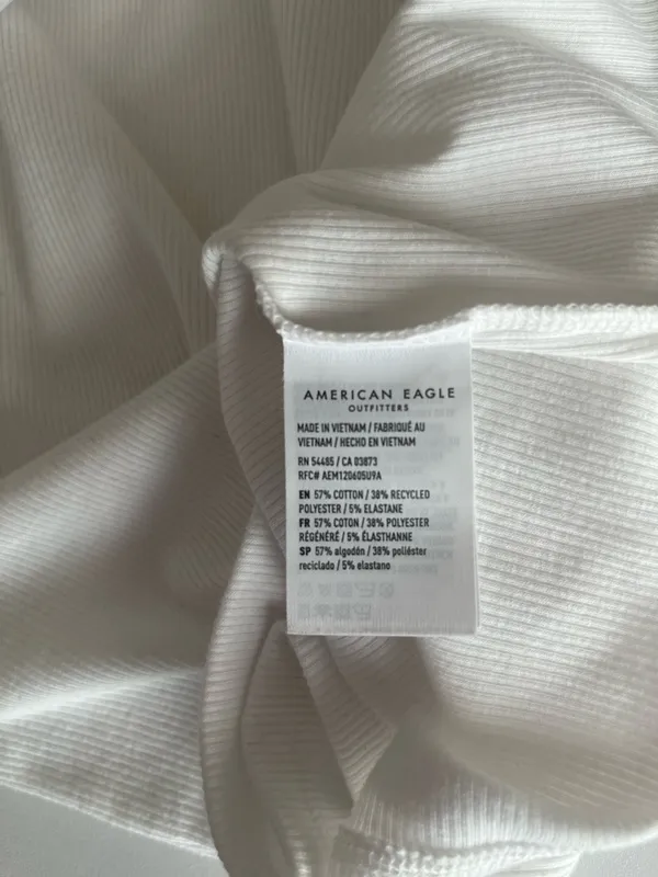 White Ribbed T-Shirt American Eagle - Image 5