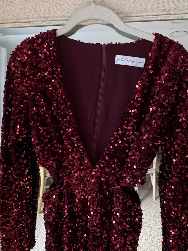  Red Sequin Mini Dress - Image 6