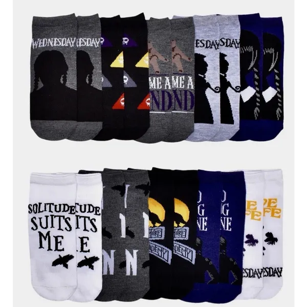 Wednesday Addams Socks Womens 10 Pack Low Cut Shoe Size 4-10 NWT MGM Netflix New - Image 2