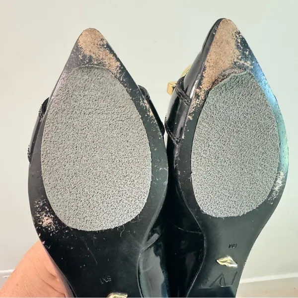 Diane Von Furstenberg Black Patent Leather‎ Pointed Toe Flats 8M - Image 6
