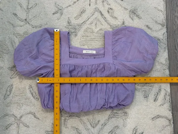 Mustard Seed Lavender Purple Puff Sleeve Crop Top Square Neck Size Small - Image 9