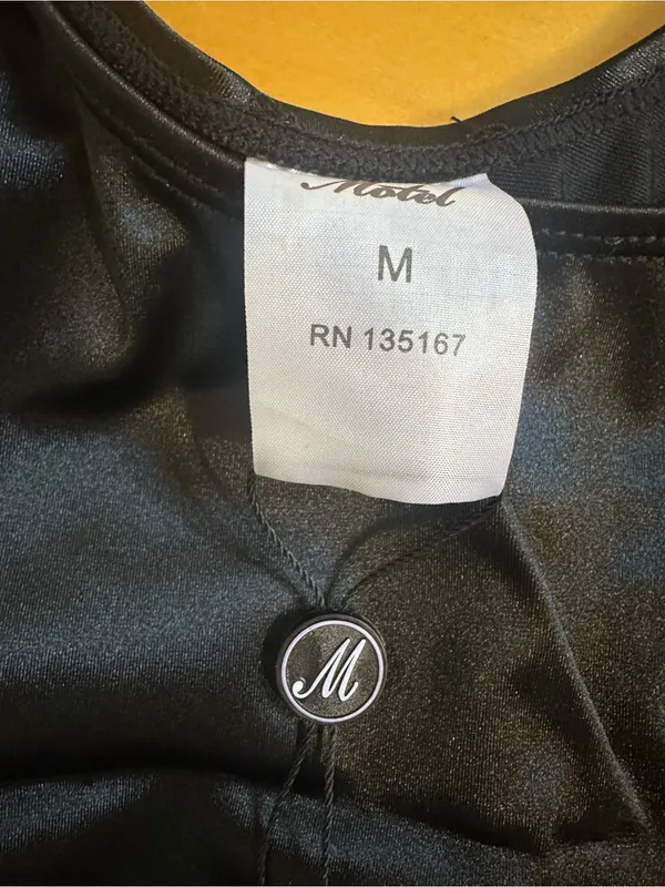 Motel Rocks Black Satin Sideless Bodysuit Medium New - Image 3