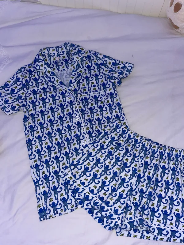 Roller Rabbit Blue Monkey  Pajamas - Image 4