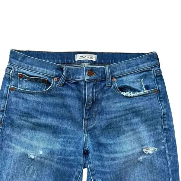 Madewell slim boyjean denim distressed jeans High rise, ripped SZ 26 # 1833 - Image 2