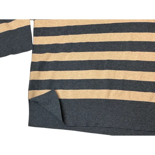 Free‎ People Womens Striped Quarter Zip Tunic Sweater Grey Tan Size M Oversized - Image 10