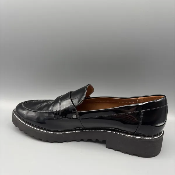 Franko Sarto Cassandra Penny Loafers Size 10 Black Patent Vegan Leather Academia - Image 6