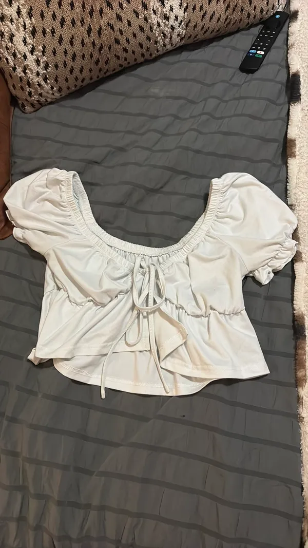 Shein White Tie Top Crop - Image 3