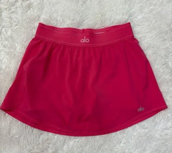 Alo Yoga Match Point Tennis Skirt Fluorescent Pink Coral - Image 5