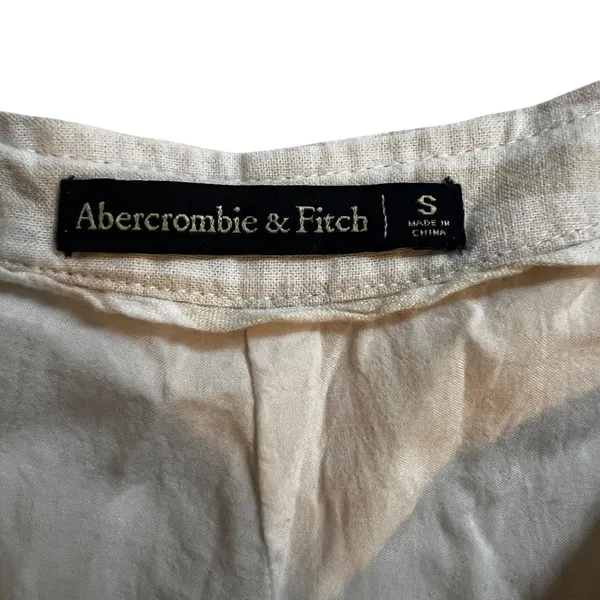 Abercrombie & Fitch Striped Wrap Skort Tan White Coastal Linen Blend Size S - Image 4