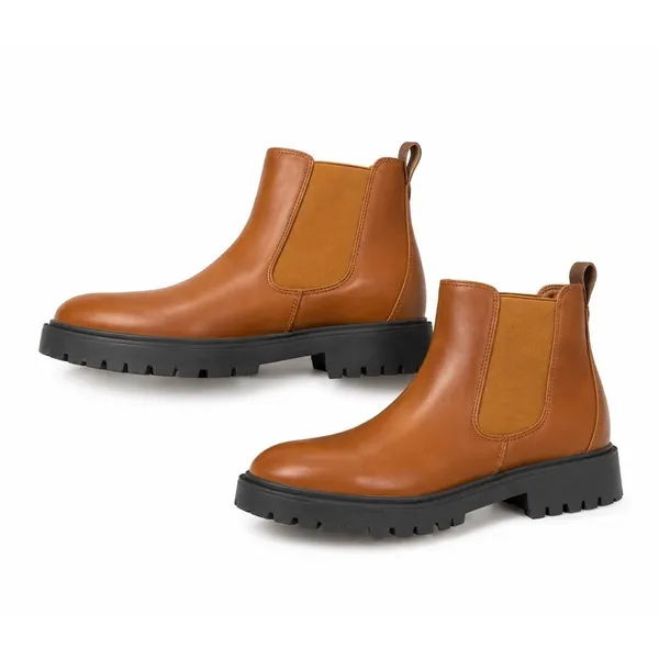 Ankle Boots Women's 7.5 Brown Lug Sole Pull On Booties - Image 11