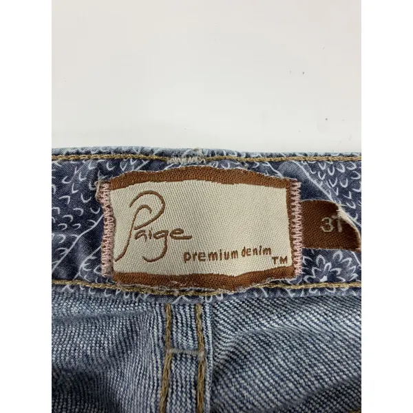 Paige Premium Denim Laurel Canyon Flare Jeans Blue Embroidered Rose Low Rise 31 - Image 3