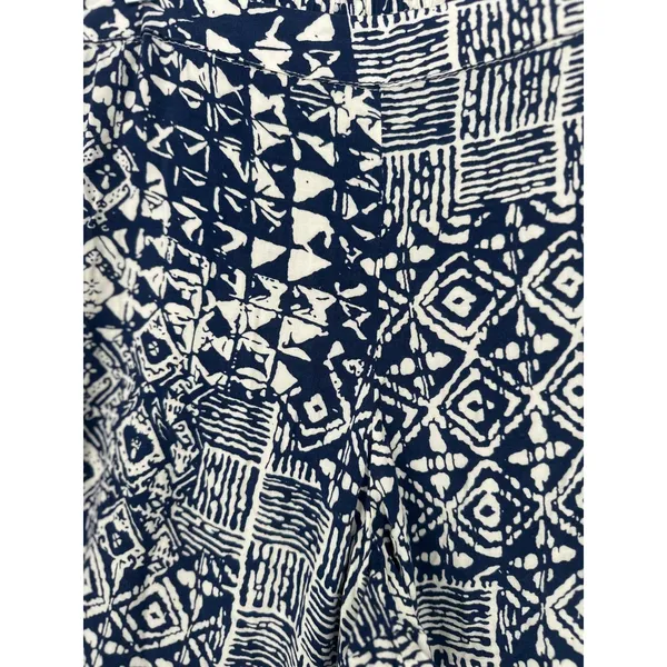 Solitaire Womens L‎ Blue Ikat Diamond Wide Leg Palazzo Pants Boho Hippie Indie - Image 4