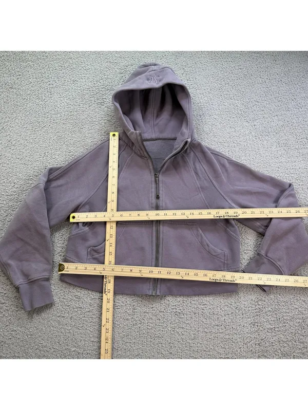 Lululemon Scuba Oversized Half Zip Hoodie XS/S Purple Cropped Yoga Running Gym - Image 3