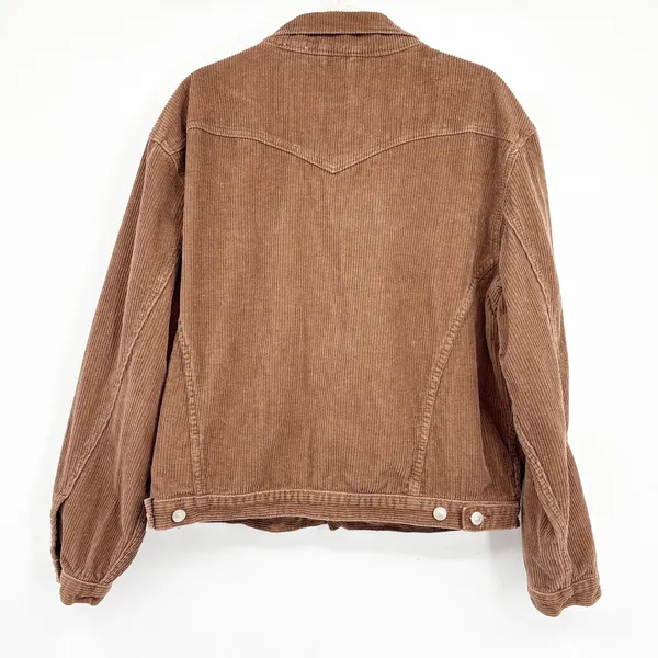 Princess‎ Polly Women Brown Western Boho Oversized Corduroy Trucker Jacket M/L - Image 10