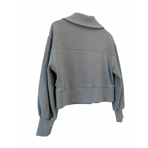 Varley Ramona Half Zip 2.0 Sweatshirt Blue Gray Ribbed Pullover Size Small - Image 7