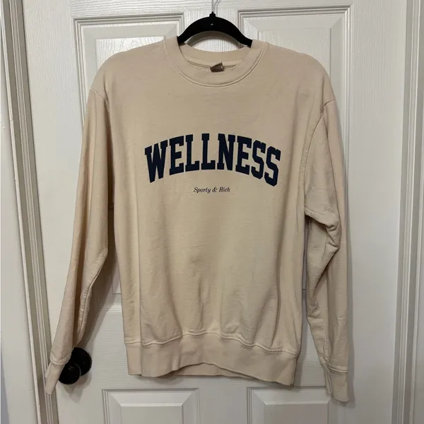 Sporty and Rich Cream Wellness Sweatshirt XS unisex‎ oversized - Image 2