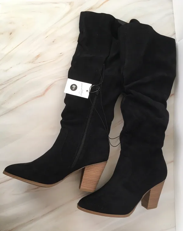 Black Suede Boots, Size 8 1/2 - Image 3