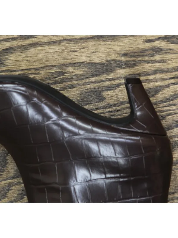 NWT INC International Concepts Knee High Boots Kitten Heel Brown Croc 8M - Image 13