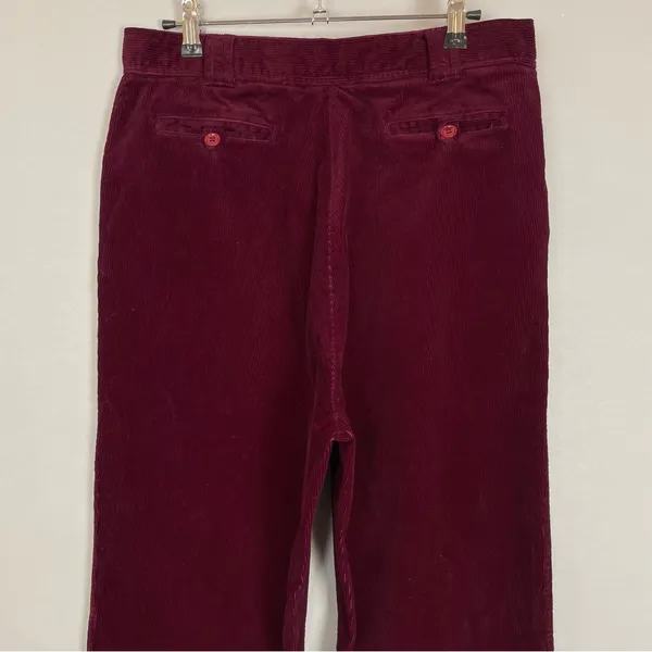 Corduroy Pants Burgundy Dark Red‎ Straight Leg Women High Waisted Rise Pockets - Image 9