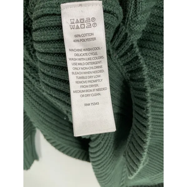 Aspen Women Sweater Dark Green Mixed Ribbed Knit Crew Neck XS - Image 4