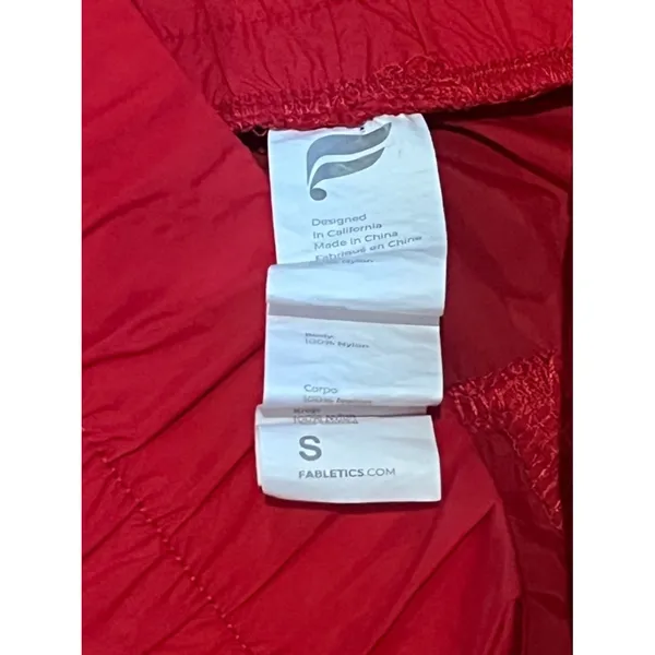 Fabletics UltraHigh-Waisted Piped Nylon Athletic Shorts Size S Red - Image 4