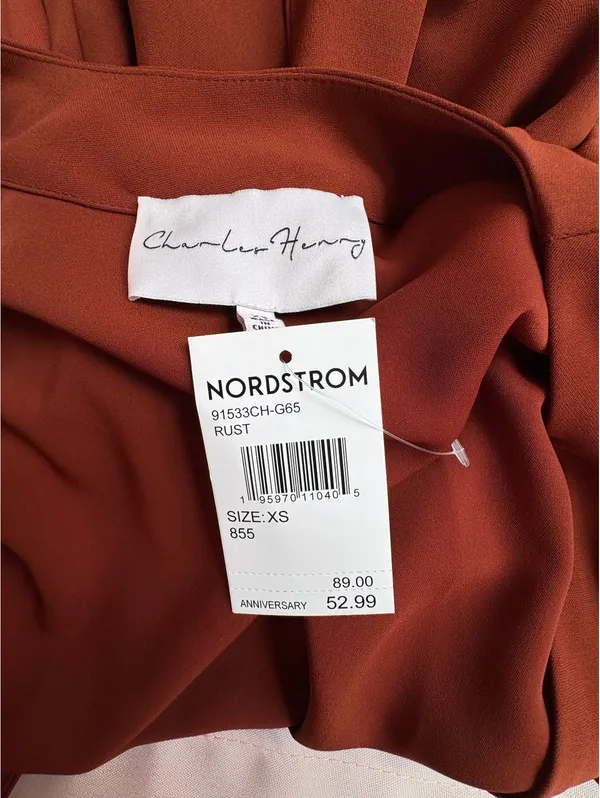 Charles Henry Rust Orange Wrap Dress Size XS from Nordstrom - Image 5
