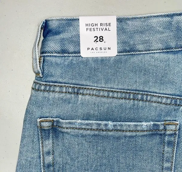 Pacsun NWT Size 28 Thomas Blue Denim Distressed High Rise Festival Jean Shorts - Image 5