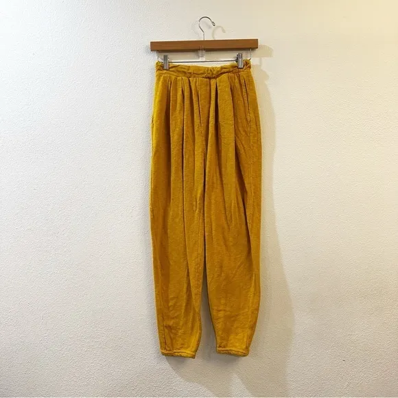 Free People Beach Culver City Pleated Slouchy Pants Size XS Yellow‎ Boho Casual - Image 3