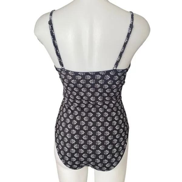 Old Navy black floral one piece swimsuit adjustable straps summer swimwear - Image 4