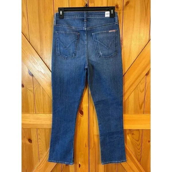 Hudson Harper High Rise Crop Flare Medium Wash Jeans Distressed Size 27 (8814) - Image 6