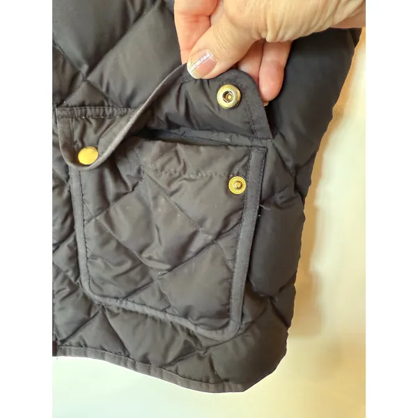 J.Crew Black Full Zip Quilted Vest Flap Front Pockets Women's Small Preppy - Image 4