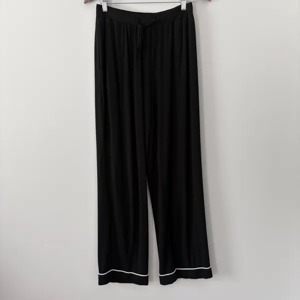 Cozy Earth Pajama Set L Black Bamboo Stretch-Knit Long Sleeve Button Down - Image 6