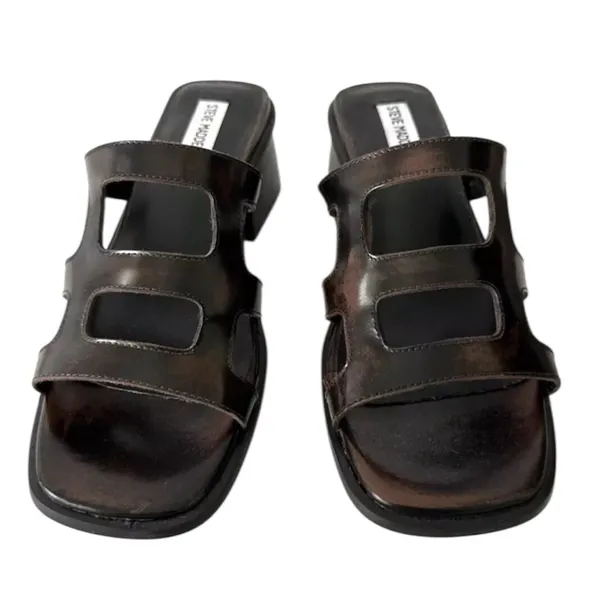 Steve Madden dark brown Leather Sandals Y2K - Image 6