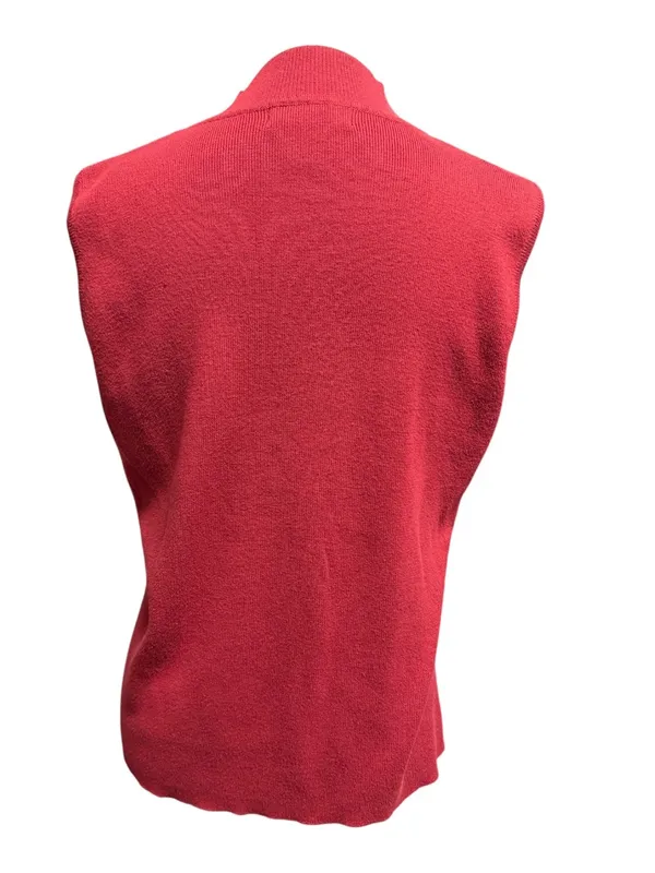 Dressbarn Women's Red Mock Neck Sleeveless Knit Sweater Top Size 14/16 - Image 2