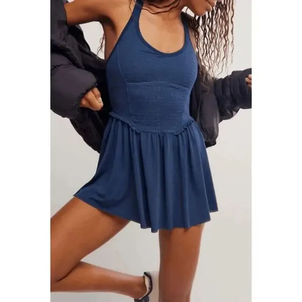 Free People Movement Smockin Hot Navy Blue Dress Shorts Small NWOT - Image 8
