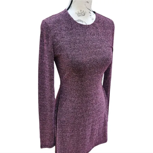 Reformation NWT Riley Mini Skater Fit & Flare‎ Dress in Blush Sparkle Metallic M - Image 2