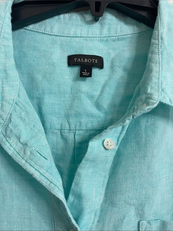 Talbots Linen Classic-Collar Short-Sleeve Shirt Size Large - Image 3