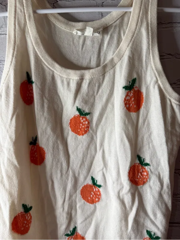 Lou and grey for Loft Cream Knit Tank with Orange Fruit Knit Motif small - Image 3