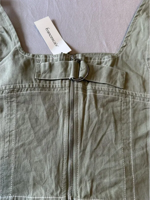 Francesca’s Mi Ami Green Crop Top Corset Zip Front Sleeveless Women’s M - Image 6