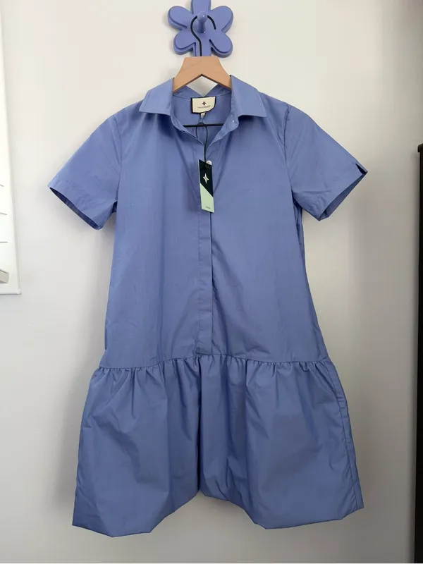 Tuckernuck XS NEW Sail Blue Martine Bubble Mini Dress Preppy Office Coquette - Image 2