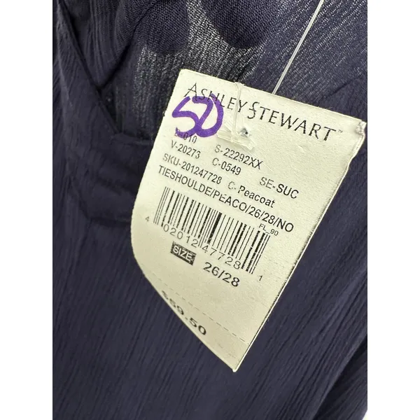 Ashley Stewart Navy Tie Strap‎ Maxi Dress Asymmetrical Hem Sz 4X Boho Resort - Image 7