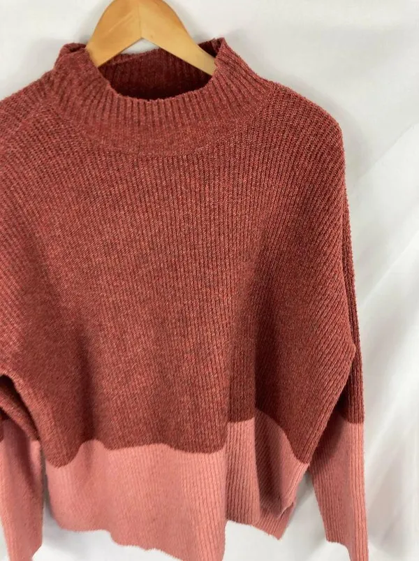 Olive + Oak Mock Neck Colorblock Two toned Tunic Sweater XL - Image 2