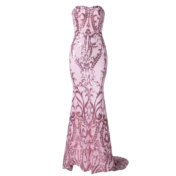 Pink Sequined Mermaid Evening Gown Size M Prom Pageant Ethereal Fairy Miss Ord - Image 2