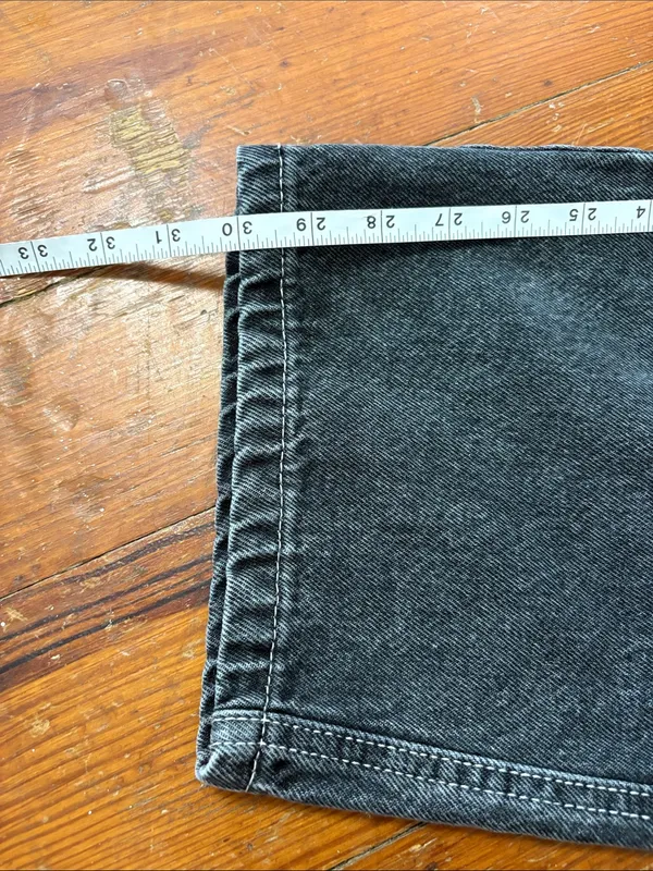Vintage Y2K Empyre Washed Black Straight Leg Cargo‎ Jeans Zipper Knees Size 12 - Image 7