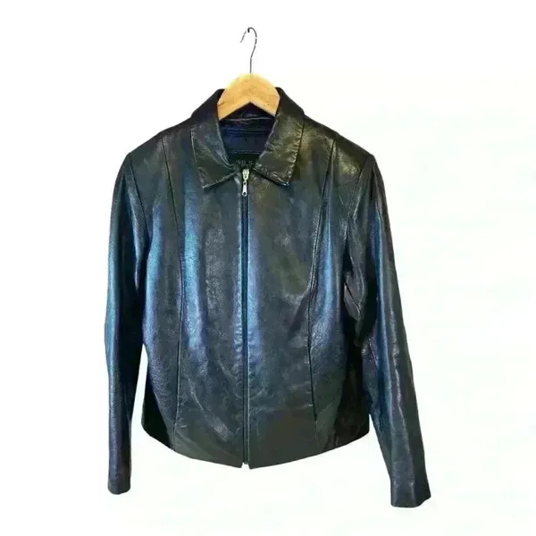 Wilsons Leather Pelle Studio Jacket Women Size Medium Full Zip Black Solid - Image 10