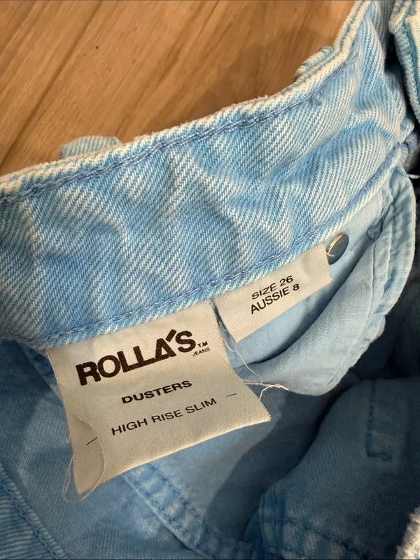 Rolla’s high waisted dusters raw hem denim shorts size 26 - Image 5