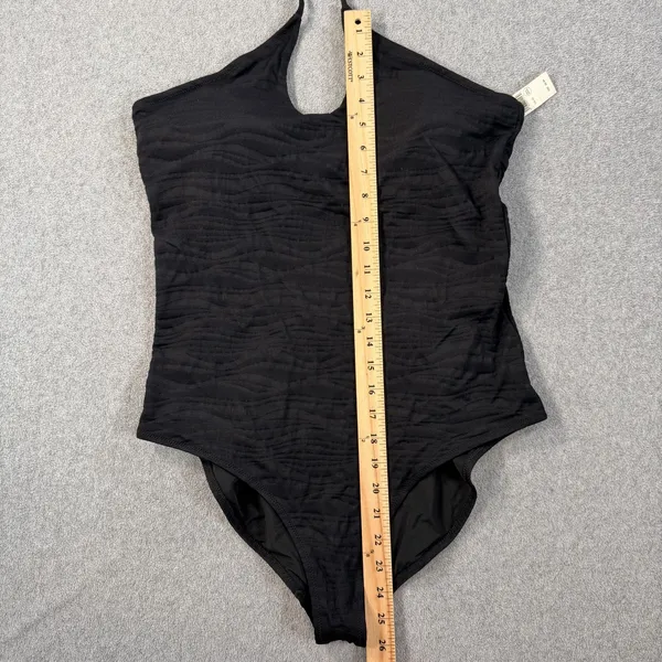 Aerie Women's XL Black Textured Halter One Piece Swimsuit Full Coverage New - Image 6