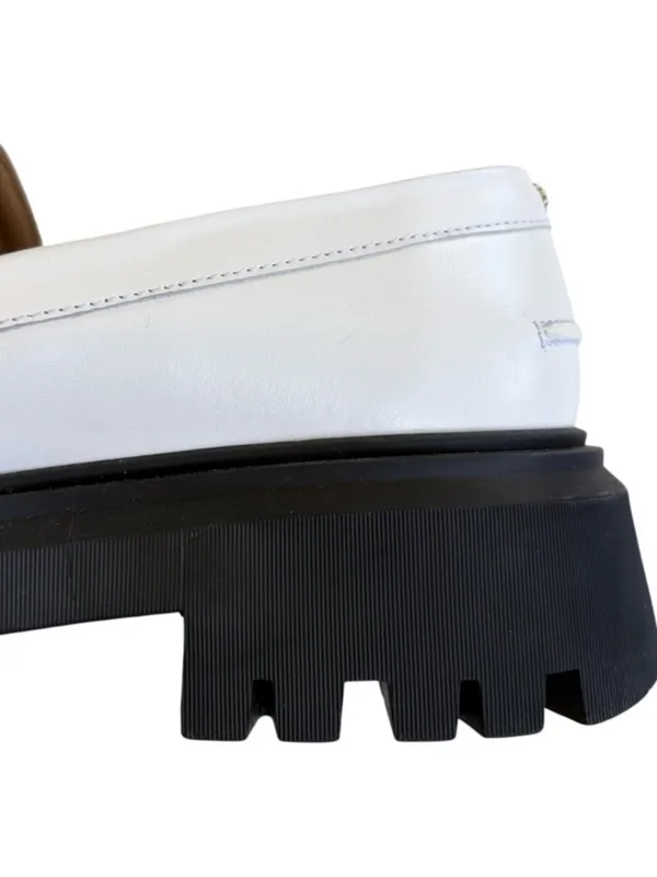 Like New Maje Leather Platform Loafers White Size 10.5 Retail $435.00 - Image 4