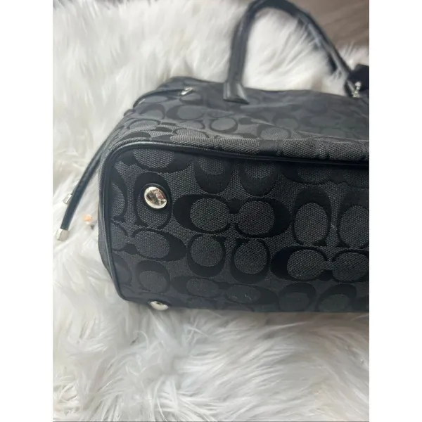 Coach Black Signature Python Stripe Carryall shoulder Bag 14x10x6 hobo - Image 3