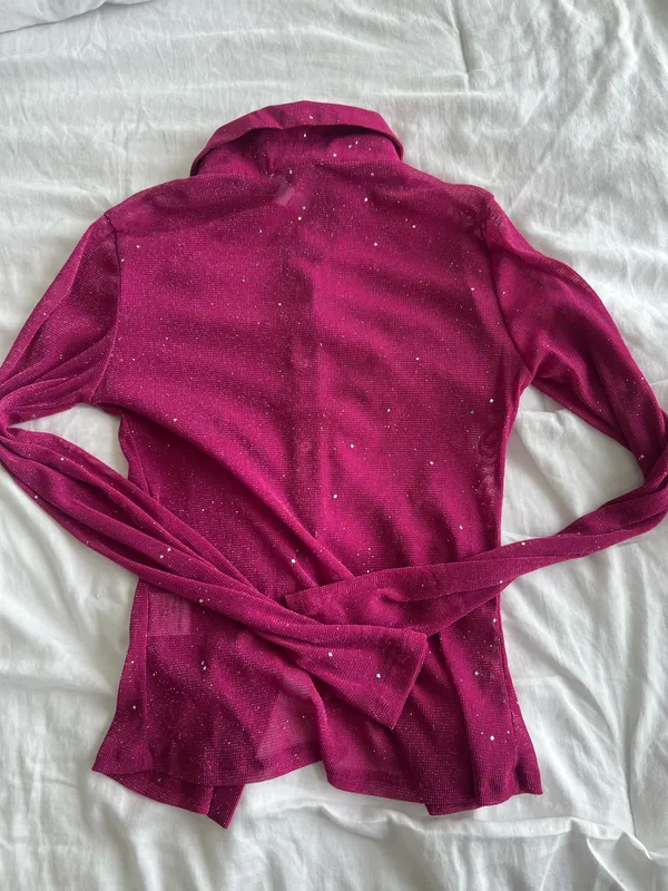 Princess Polly Magenta Button-Front Long Sleeve Top - Image 3